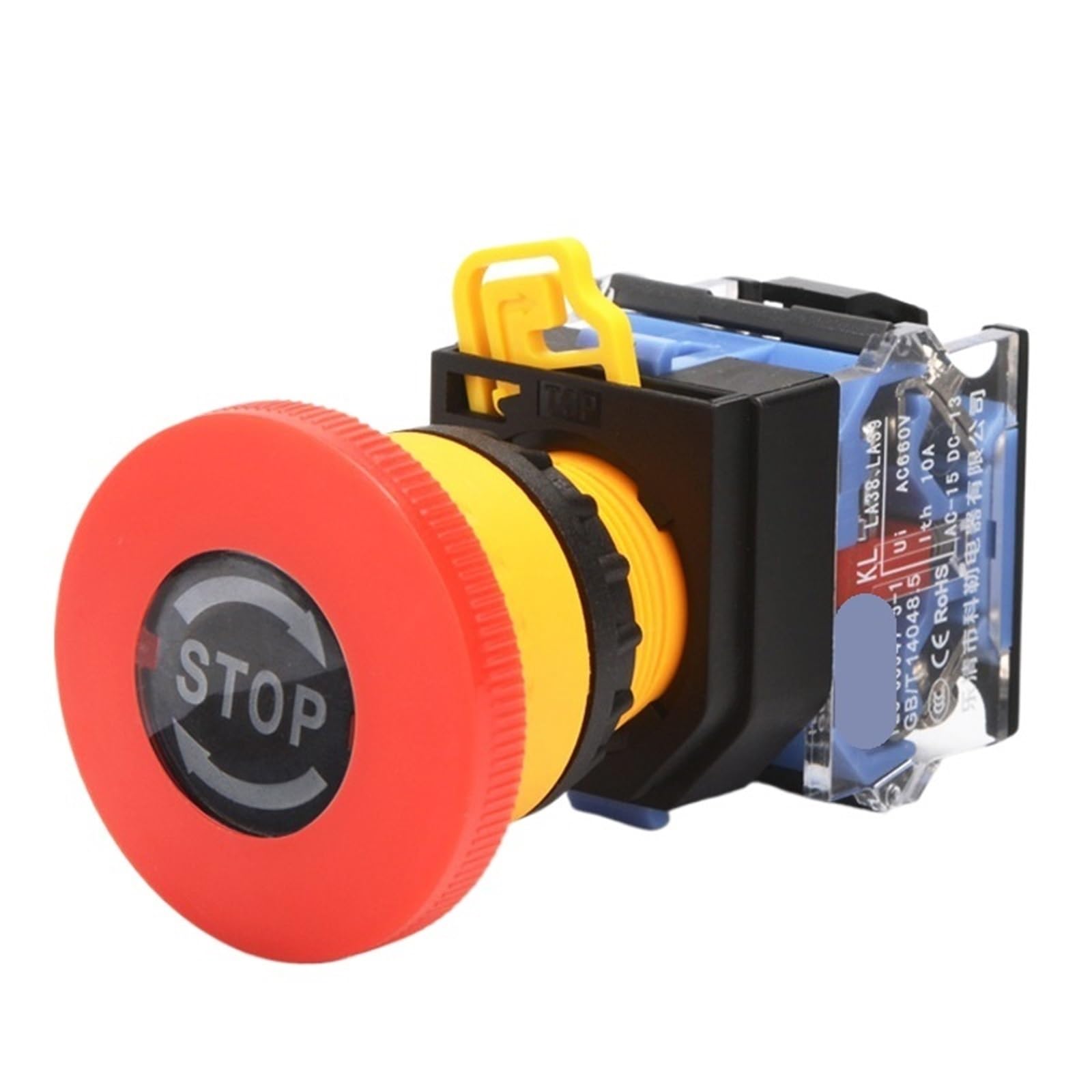 Interruptor de parada de emergencia de 22 mm con cabeza de hongo, autobloqueo, LA38-11ZS, 1NO, 1NO y 2NC.(2,2NC)