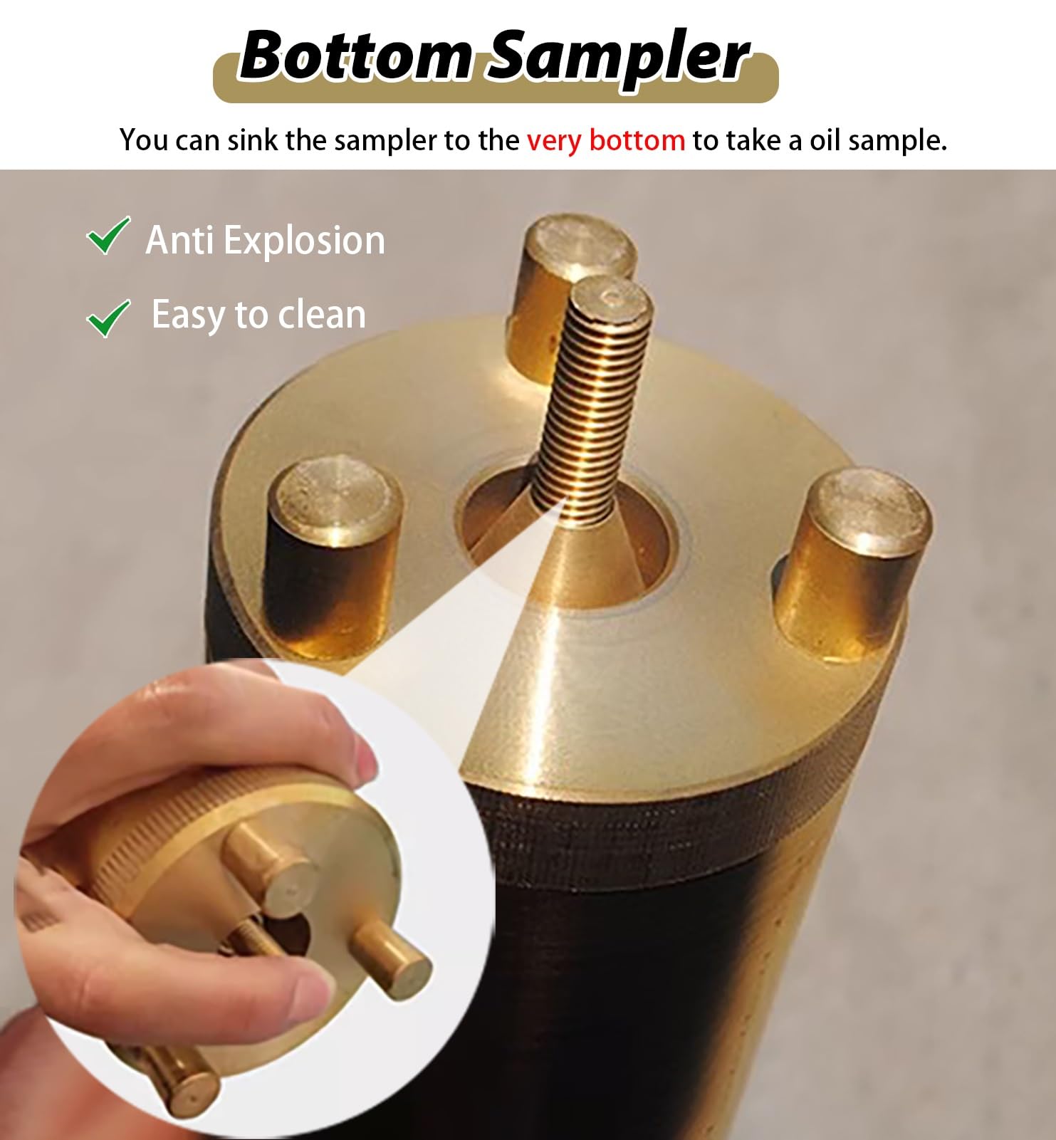 Frasco de Muestra de latón de 500 ml con Cubo Desmontable y Cuerda de 25 m: un colector de líquidos preciso para aceites, aceites de Bronceado, etc., Ideal para Profesionales y usuarios domé