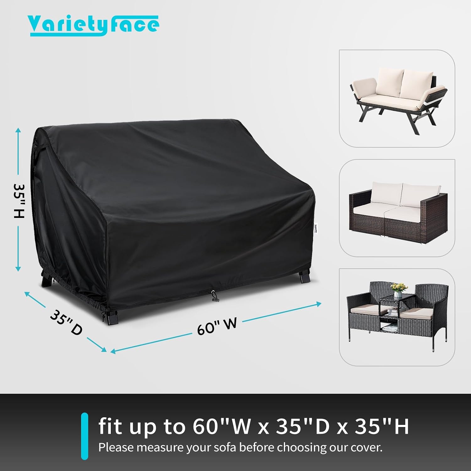 Outdoor Sofa Cover Waterproof, Multi-Size for Patio Furniture image 2