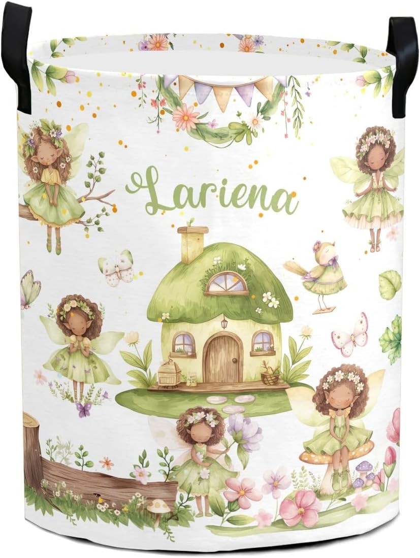 Custom Laundry Storage Basket,Spring Fairy Flower Garden Laundry Hamper Bag Waterproof Clothes Bin Collapsible, Clothes Hamper for Bathroom, Laundry, College
