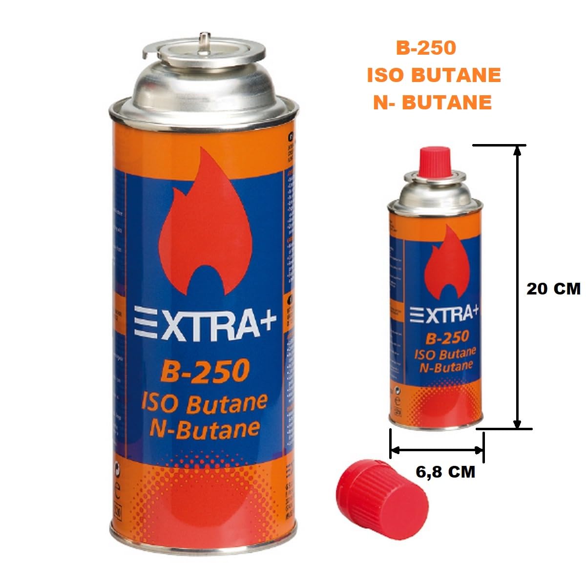 Pack de Cartuchos de Gas Butano Recambio de Gas Propano Portable Gas Butano Tokai Compatible para Cocina Portátil, Hornillo, Soplete Soldador, Camping B-250 227gr (12 Unds, Naranja & Azul)