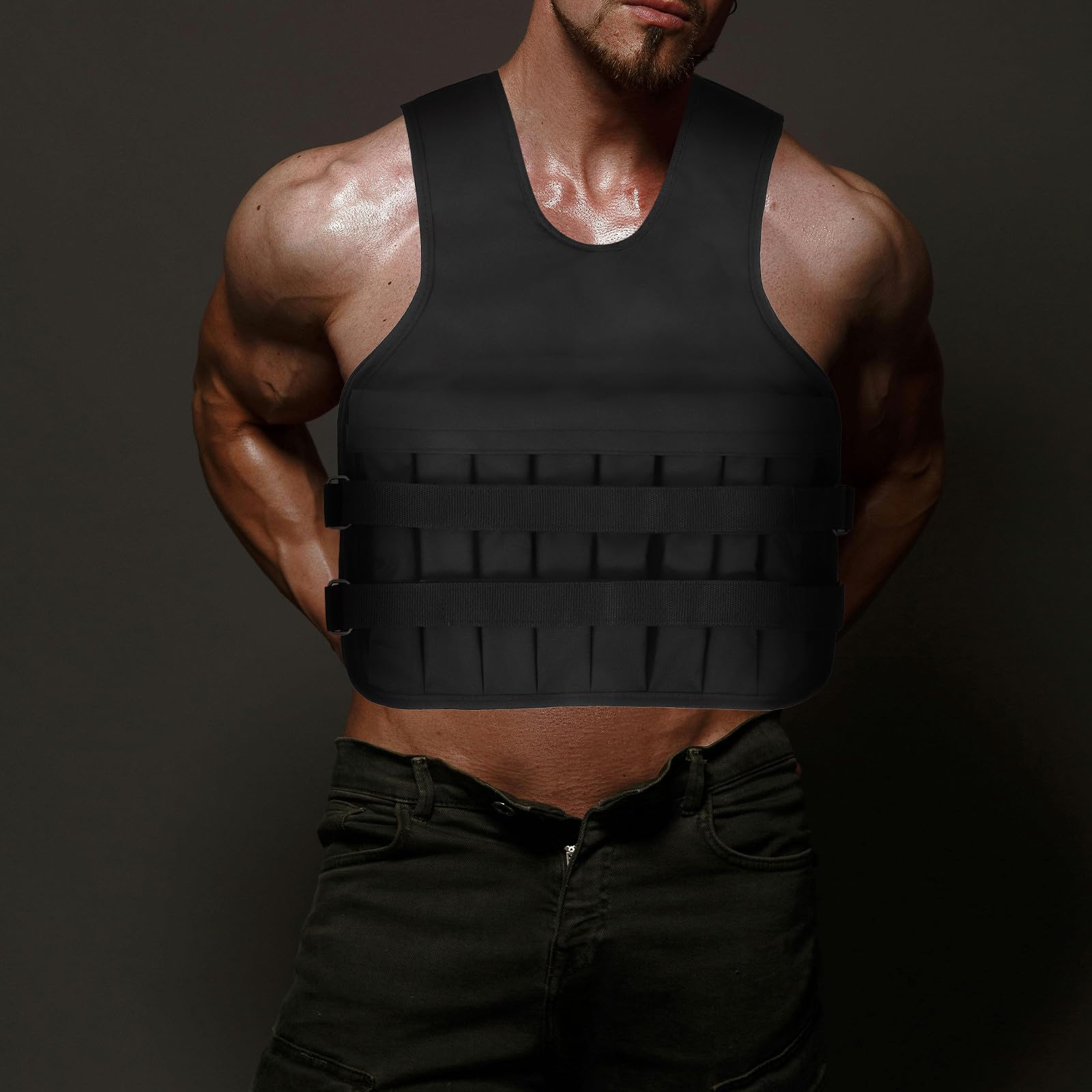 Verstellbare mit Gewichtsweste Gewicht Oxford aus Fitness Stoff Atmungsaktive Trainingsweste in Schwarz für Herren für Sport und Lauftraining