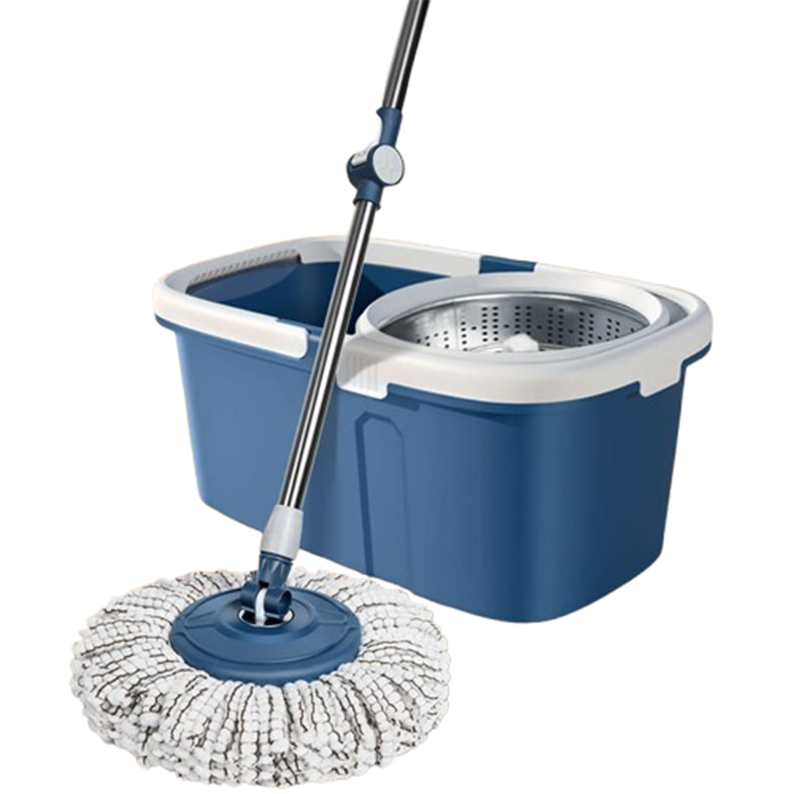 Sistema de fregona y Cubo Giratorio de 360° con Mango Ajustable | con 3 cabezales de repuesto para trapeador de microfibra, sistema de trapeador de piso fácil