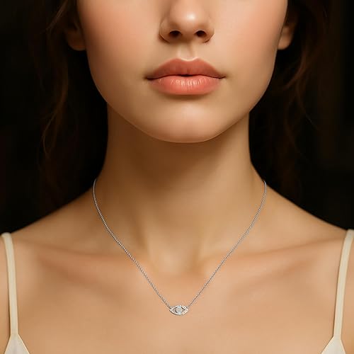 Miniatura 3 de Collar con dije de ojo turco de circonita cúbica en plata de ley, collar de ojo turco de diamante con circonita cúbica para mujer, joyería de novia