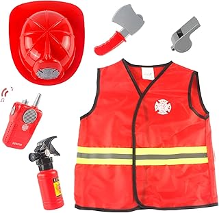 bombeiro para criança - Bombeiro vestir traje fingir jogar conjunto | Roupa fingimento bombeiro com ferramentas e acessórios