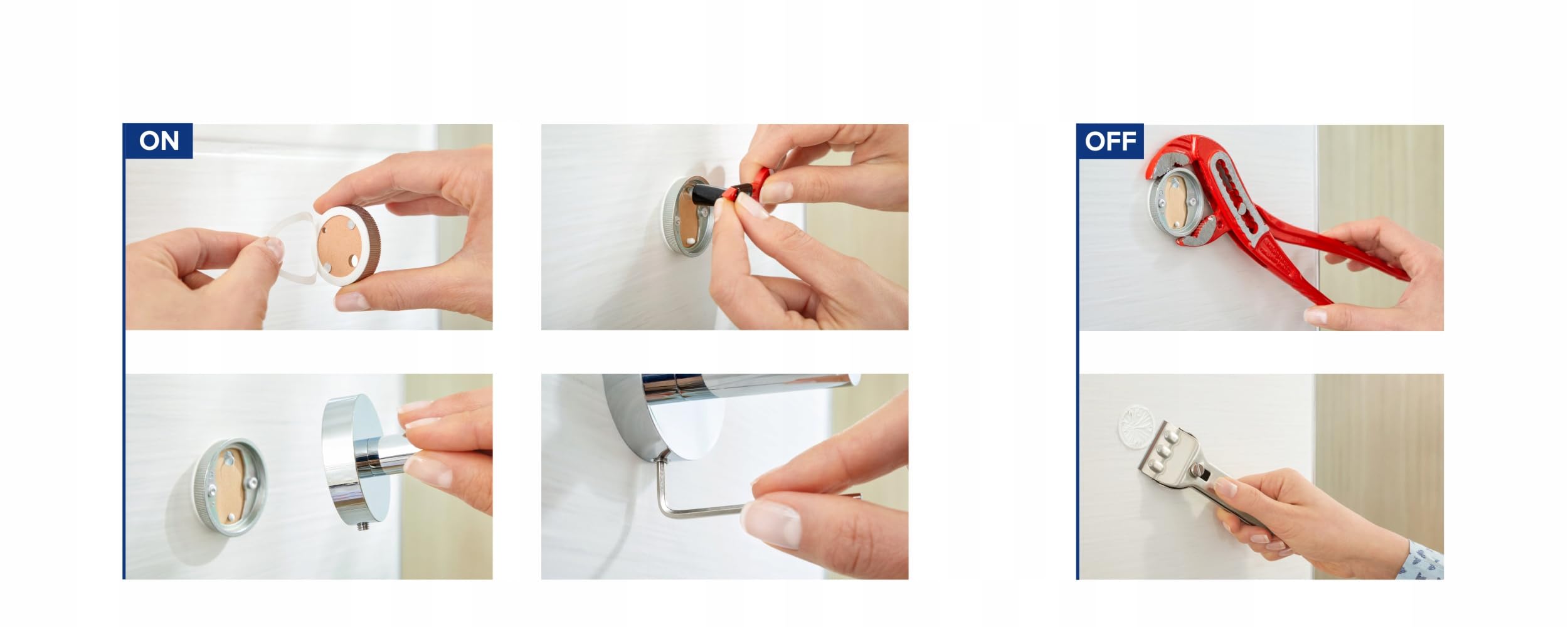 Tesa HUKK - Portaspazzolino e dentifricio, senza trapano, montaggio a parete, satinato, con supporto cromato, impermeabile, con soluzione di colla rimovibile