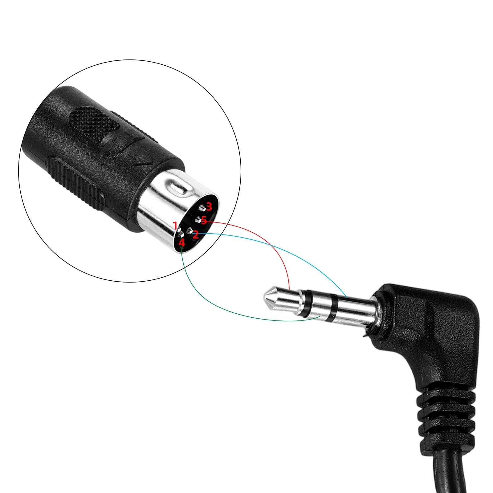 2szt Kabla MIDI Typu A z Wtykiem TRS 3,5mm i 5-Pinowym Męskim DIN, 30cm Długości Kabel TRS Wielokierunkowy z 5-Pinowym Wtykiem MIDI do Klawiatur Syntezatorów i Systemów DAW (Czarny)