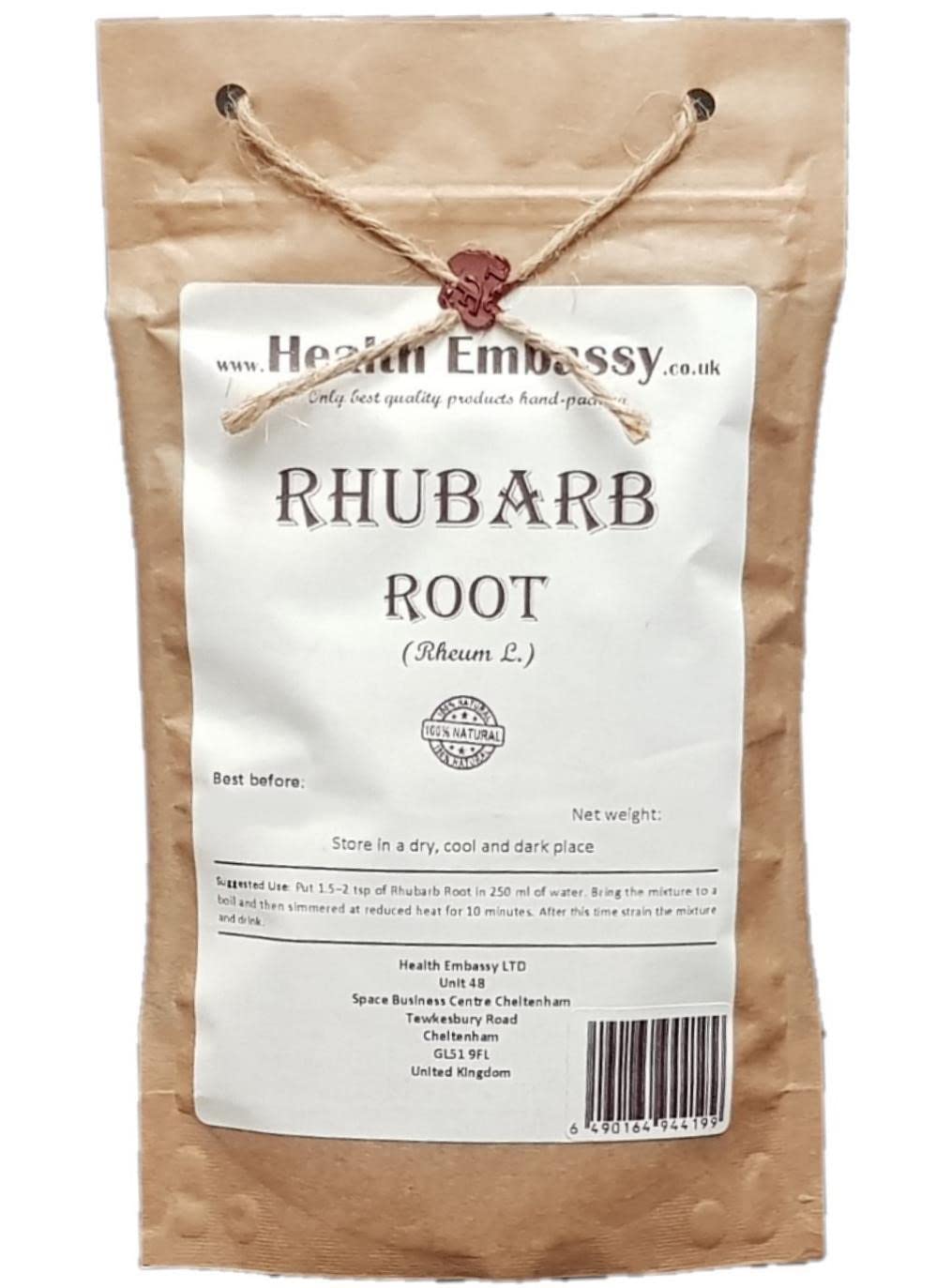 Health Embassy Racine de Rhubarbe Tisane | Rheum L | Rhubarb Root (100g)