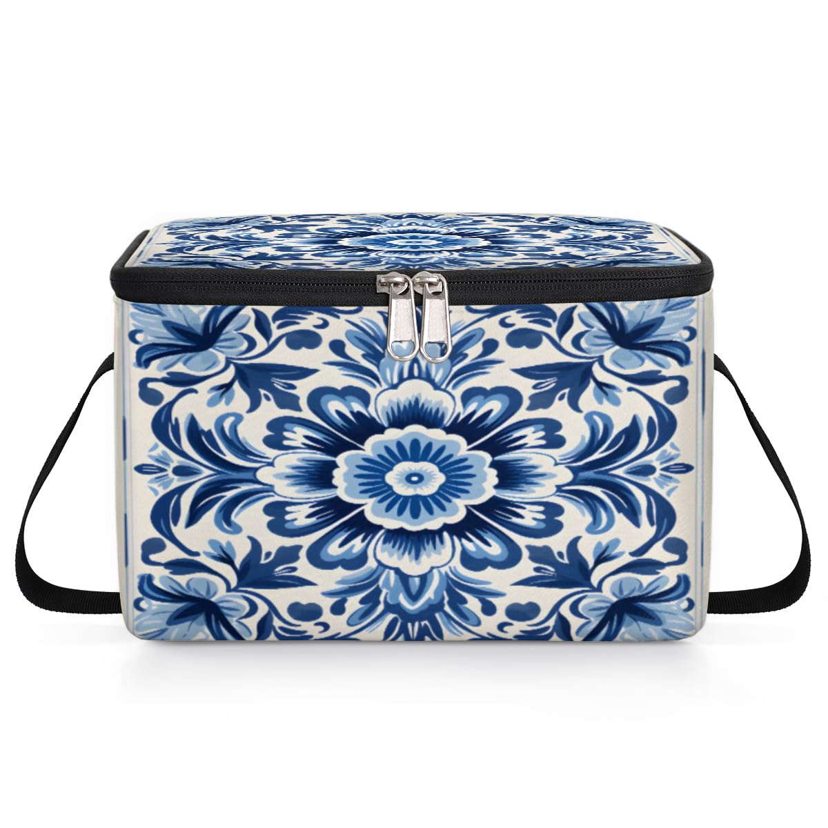 GzLeyigou Abstract Flower Lunch Bags for Women Men 9 Cans, Hot & Cold Food Delivery Bag Insulated Grocery Bag Insulated Lunch Box Ethnic Mandala Cooler Bag for Office Work Picnic Beach