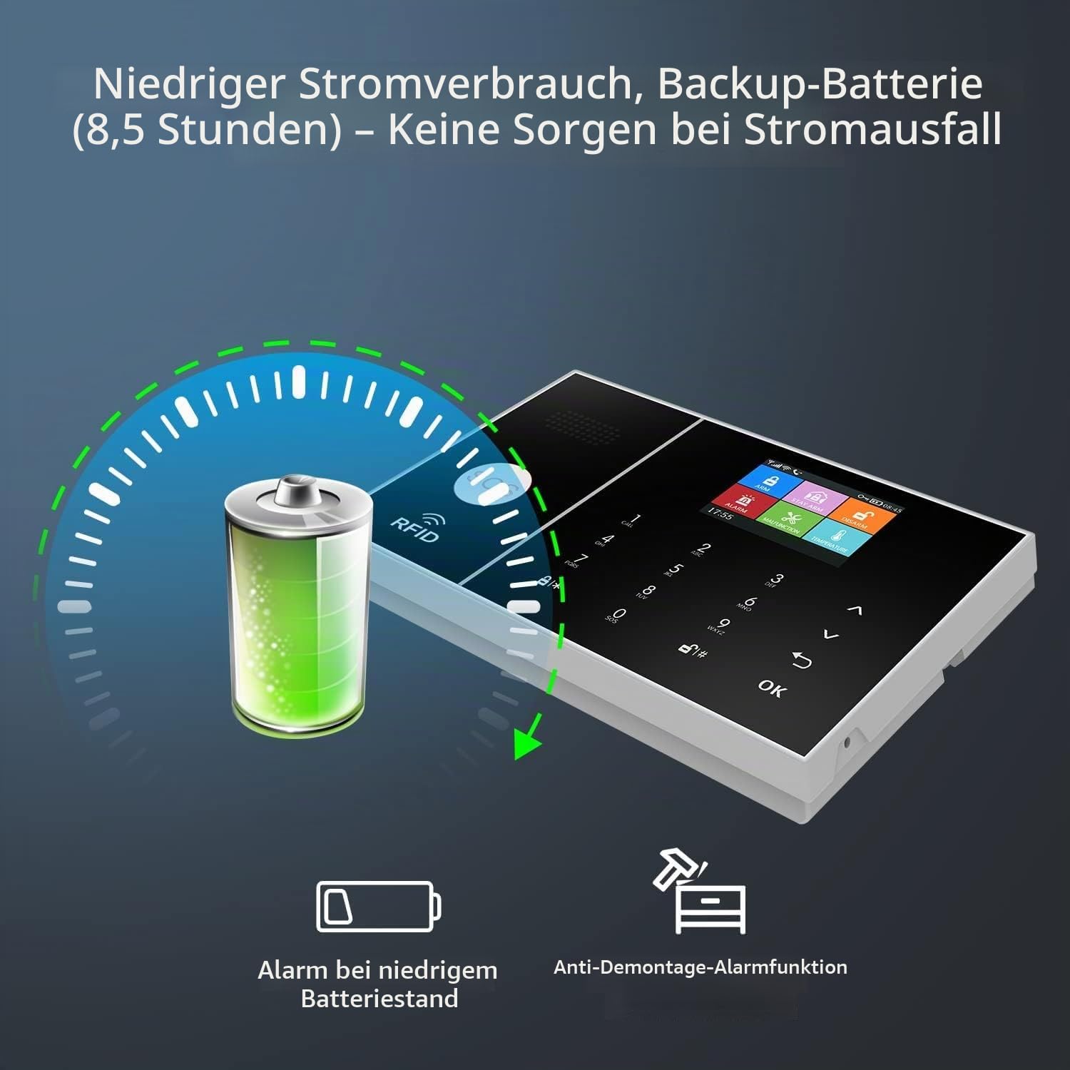 4G-Alarmsystem für die Sicherheit zu Hause, Smart Home Alarm Kit mit Telefon-APP-Alarm, Arbeit mit Alexa und Google für Haus, Wohnung