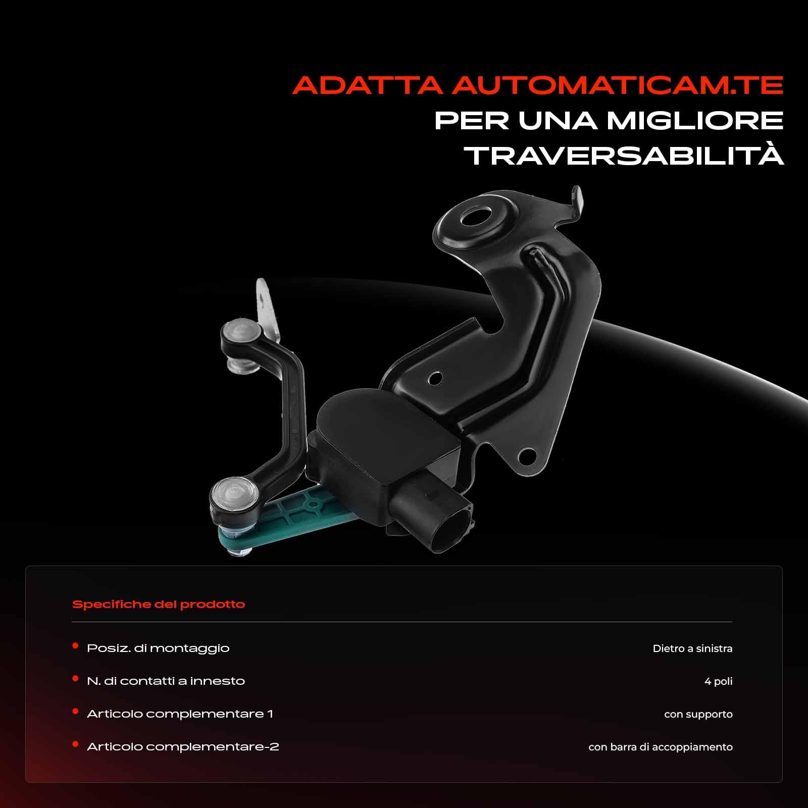 Frankberg Sensore di livello Sensore di altezza 4-Poli Compatibile con A6 Avant 4F5 A6 4F2 A6 Allroad 4FH Replace# 4F0616571J