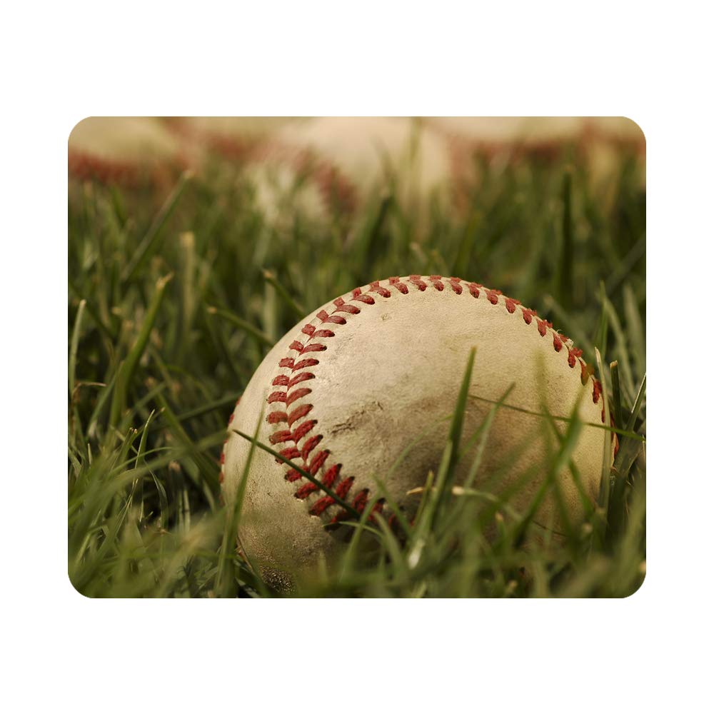 Nicokee Gaming Mouse Pad Baseball in Grass On Field Non-Slip Rubber Mouse Pad for Computers, Laptop, Office, Home Rectangle Personalized Mousepad 9.5 Inch x 7.9 Inch