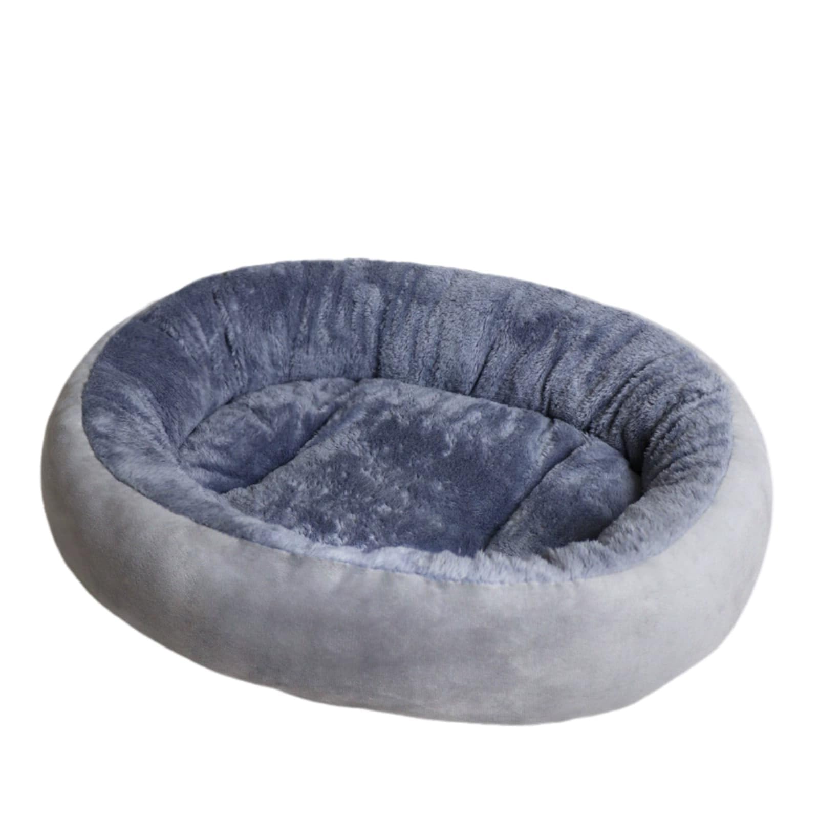 Mateju Plush Donut Pet Bed, Fluffy Pet Cushion Thick Warm Soft Plush Dog Cat Bed for Indoor Calming Puppy Kitten Petbed with Non Slip Bottom, Machine Washable, for Small Medium (Gray,M 42x50cm)