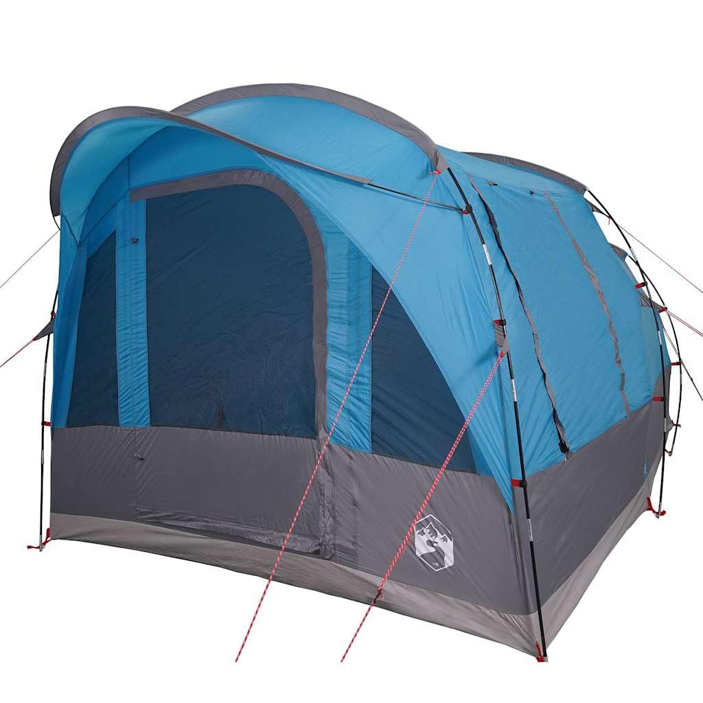 Camping Tunnel Tent for 3 - Blue Waterproof Fibreglass-Poled Shelter with Detachable Rainfly and Mosquito Mesh