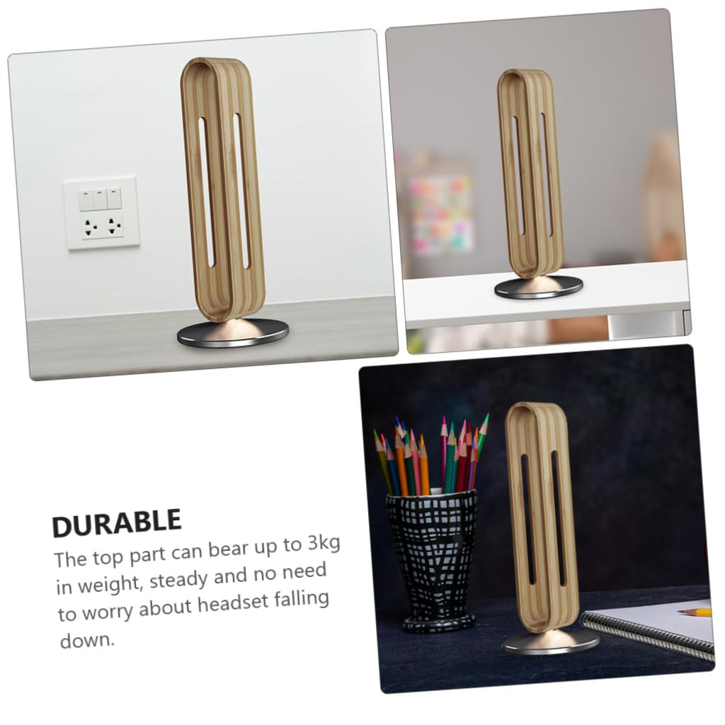Cabilock Soporte Para Auriculares De Bambú Diseño Minimalista Base Metálica Antideslizante