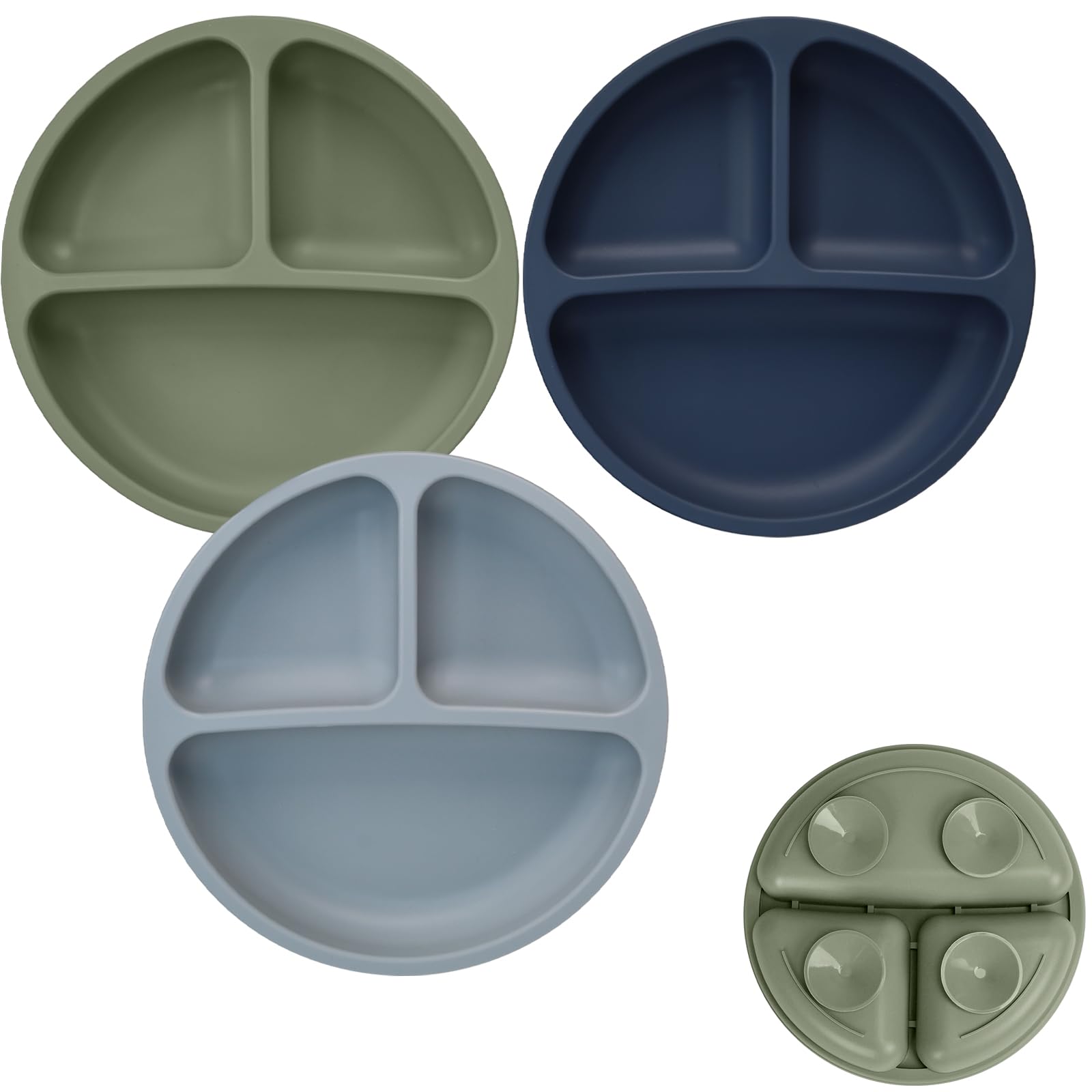 Tiny Marvels Suction Plates for Baby & Toddler & kids,Food Silicone,3 Pack