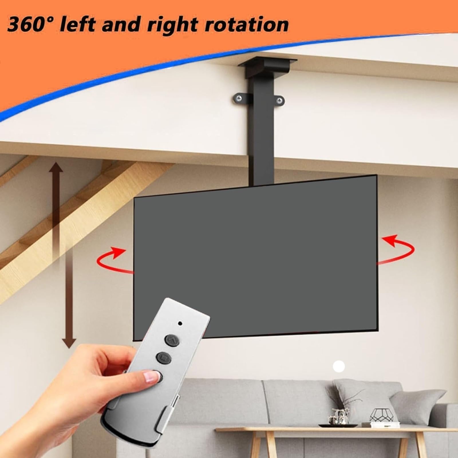 Supporto TV a soffitto - Sollevatore TV Elettrico telescopico con Sollevamento Automatico, Supporto TV motorizzato, Supporto da Pavimento per TV LCD, Adatto alla ma,900-2200mm