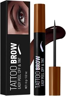 Peel Off Eyebrow Tint Brown, Waterproof Eye Brow Dye with Fine Brush Tip, Long-Lasting Tattoo Brow Gel, Smudge-Proof Brow Stain for Natural & Defined Brows (02 Light Brown)