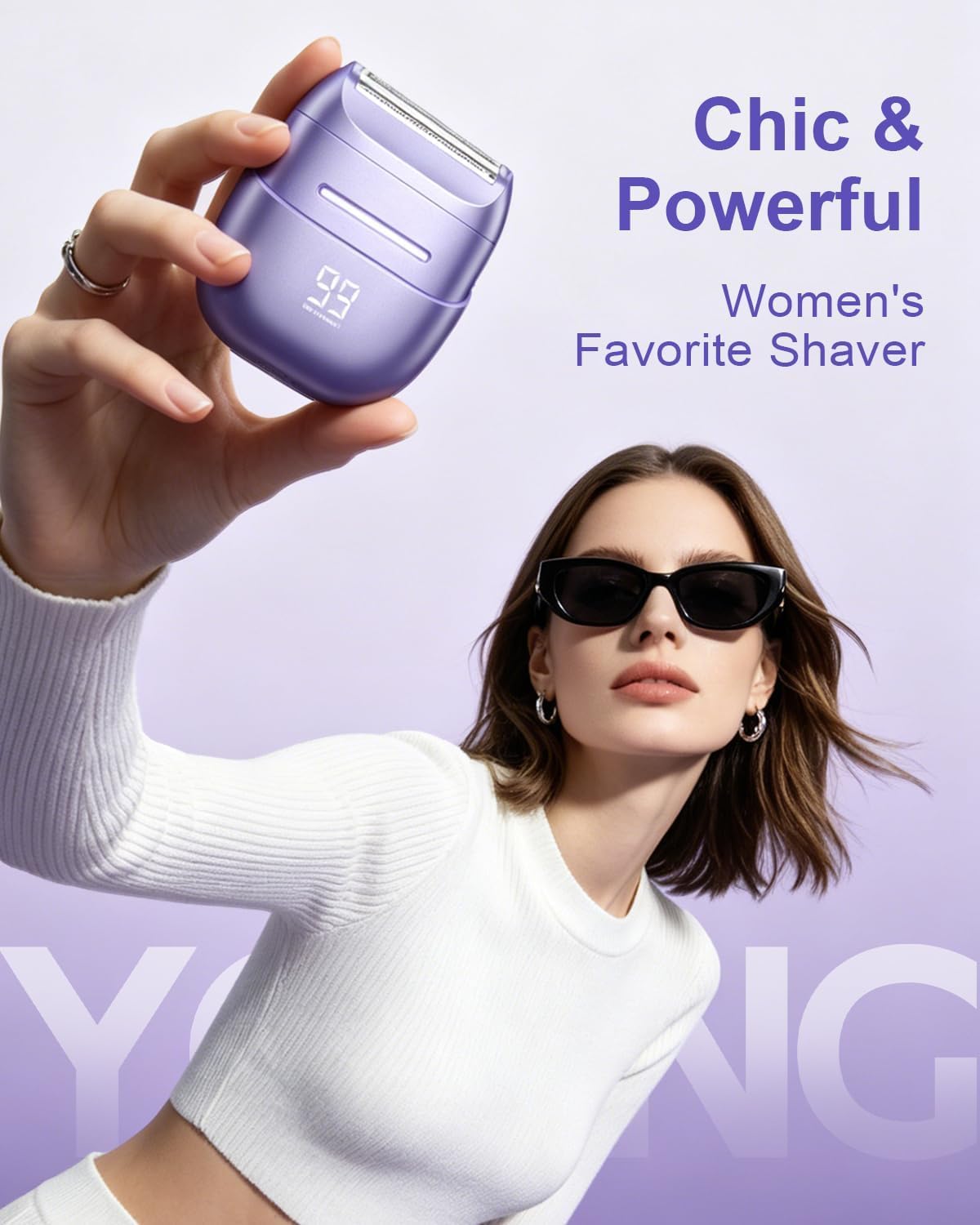 Rasoio elettrico da donna, impermeabile, mini rasoio elettrico da donna, senza fili, per depilazione, gambe, viso, corpo, bikini, pelle sensibile, rasoio per ragazze adolescenti (viola