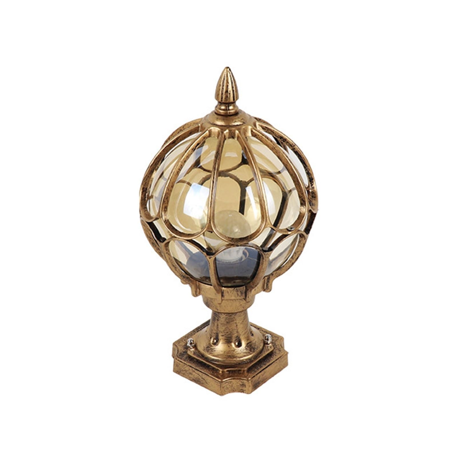 Lanterne de pilier rétro en verre marron pour entrée de prestige