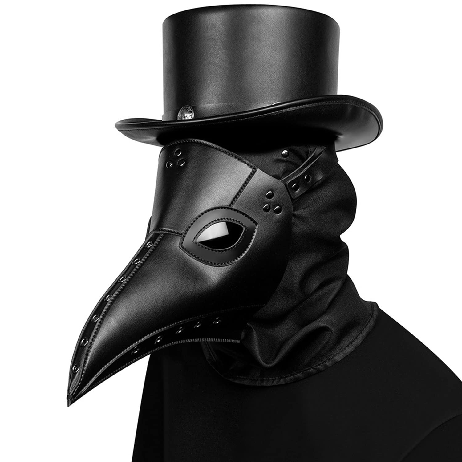 ThinkTop Plague Doctor Mask Long Nose Bird Beak Mask Rivet Steampunk for Halloween Cosplay Costume Party Props Black