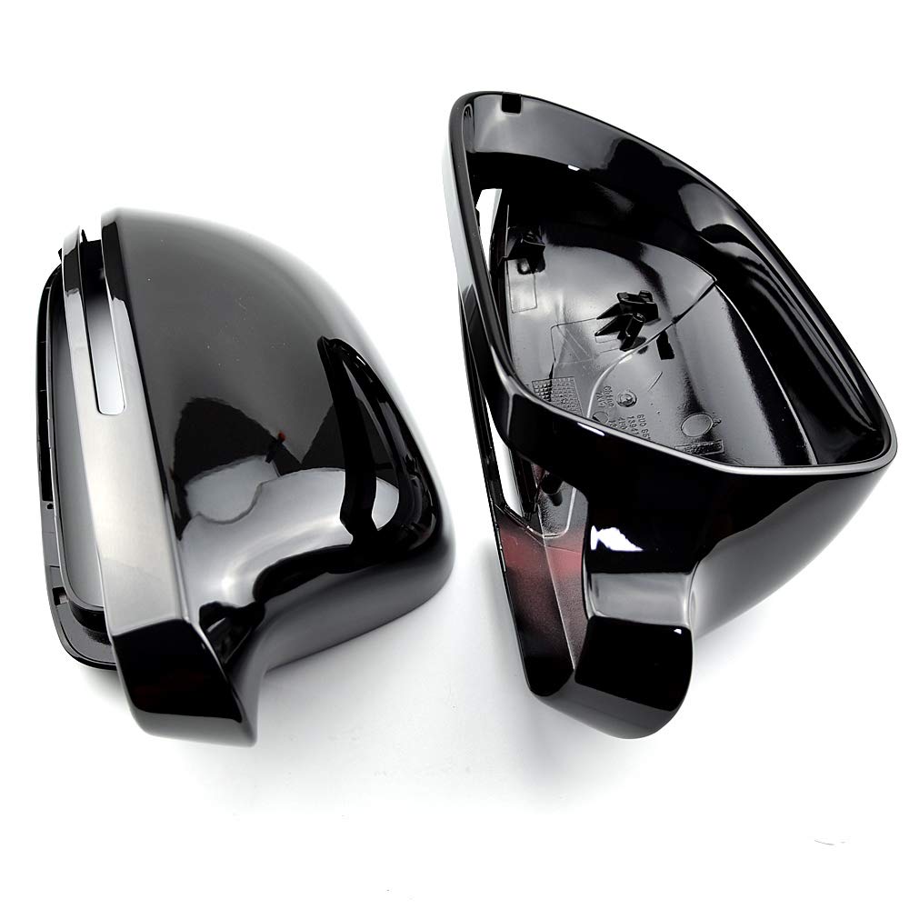 1 paio Tappo di copertura per specchietto retrovisore con alettone laterale adatto Compatibile con AU-DI A3 A4 B8 A5 A6 A8 S8 Q3 senza Side Assist-Nero
