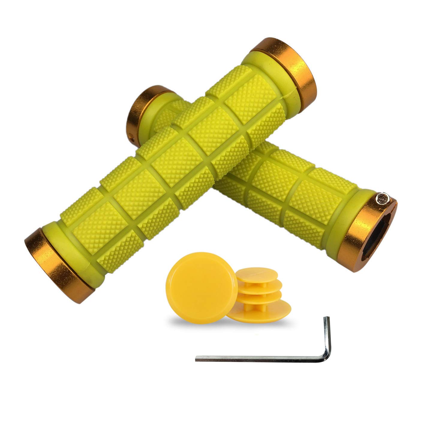 PLATT Bike Handlebar Grips Rubber Comfortable Bicycle Handle Grip for MTB/BMX with Plastic End Caps