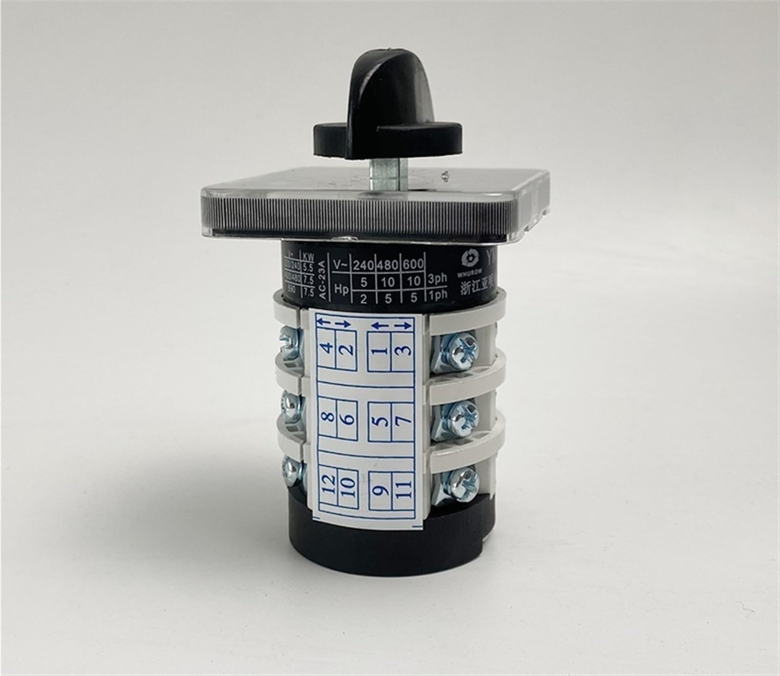 Interruptor de Leva YMZ12-20/3, eléctrico, de 3 Posiciones, con Contacto Plateado, con Enclavamiento, 20 A, 690 V, Control de 3 Polos, Interruptor de Transferencia rotativo