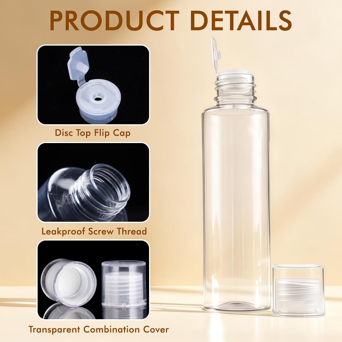 3 bottiglie vuote in plastica trasparente morbida da spremere con tappo a scatto, ricaricabili, cosmetici, cosmetici, cosmetici, cosmetici, bagni, docce, lozioni, shampoo liquido, Trasparente, 250 ML