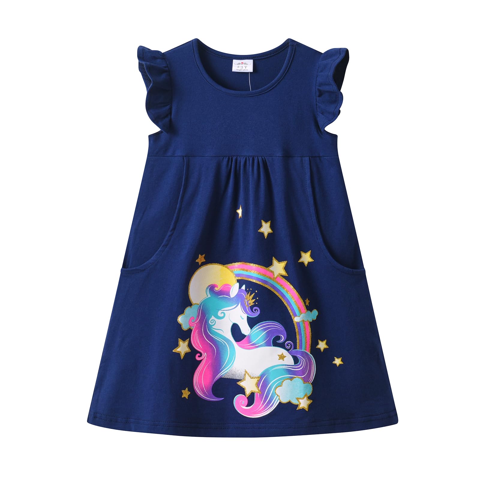 VIKITA Toddler Girls Summer Cotton Dress Sleeveless Swing Midi Casual Sundress for 3-10 Y