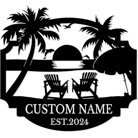 Custom Palm Tree Wall Art, Tropical Personalized Last Name Sign, Monogram For Home ...
