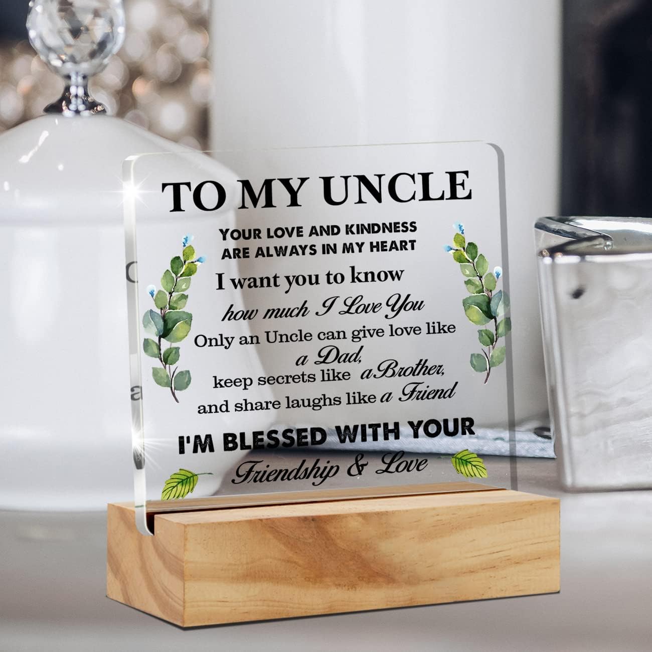 Meaningful Uncle Gift Acrylic Desk Plaque Sign with Wood Stand - Home Office Keepsake - Image 6