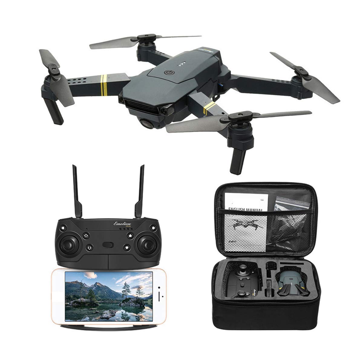 RC Quadcopter Mini Drone WiFi FPV Profesional with 720P/1080P Wide Angle HD Camera Foldable Drone RTF -25 Mins Flight Time Altitude Hold One Key Take Off/Landing 1080P(1080P)
