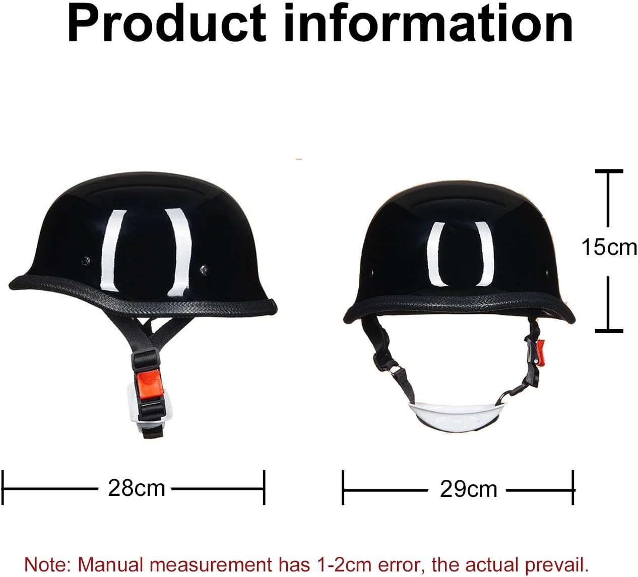 German Style Retro Motorcycle Half Helmet Vintage v Lightweight Low Profile Open Face Motorbike Helmet Cruiser Scooter Chopper ATV Moped Helmet for Adult Men Women DOT Approved