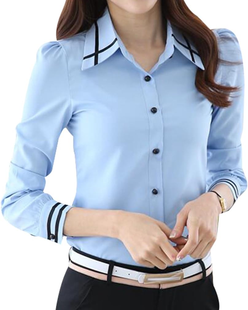 Yasong Women Long Sleeve Formal Top Shirt Work Business Office Blouse