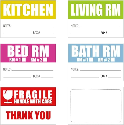 Etiquetas móviles para cajas 240 etiquetas codificadas por colores PSC, etiquetas de embalaje para mudanzas caseras. La clasificación de colores es