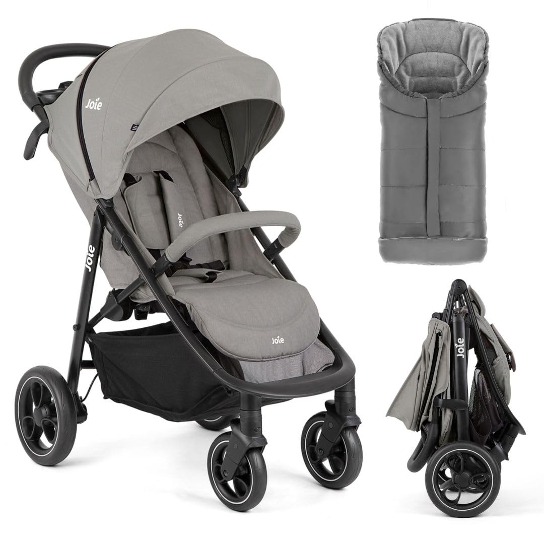 Joie Litetrax – Poussette Canne Confort avec Chanceliere Bebe Poussette Thermique | Suspensions Flex, Pliage à Une Main, Pare-soleil UV 50+, Roues Anti-crevaison – Pebble