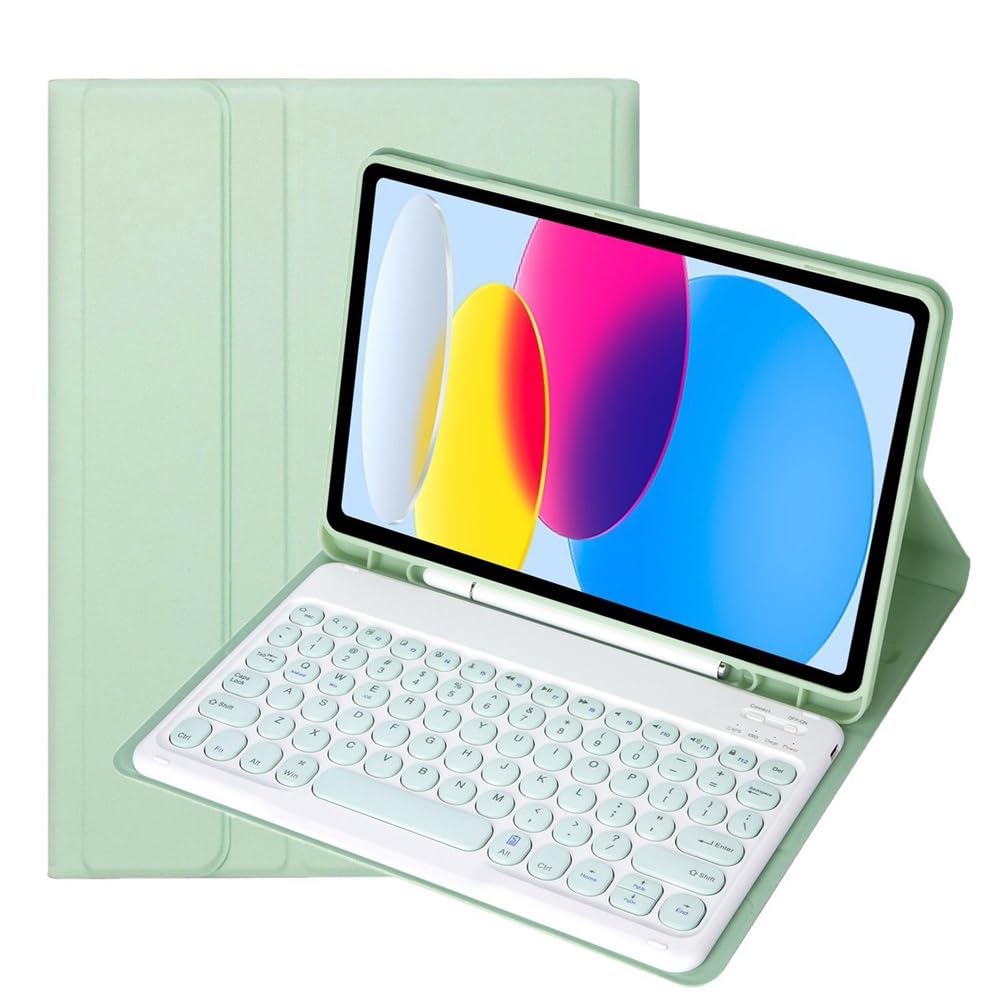 Teclado para Samsung Galaxy Tab S11 y funda redonda verde matcha para usar en cafeterías 7