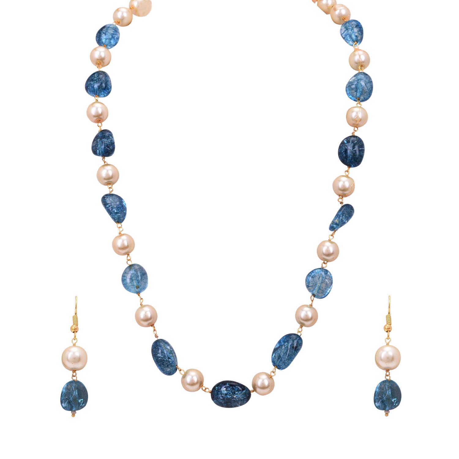 Designer Multi Colors Tourmaline Tumble Stone Pearl Beads Necklace Single Line with Earrings for Women/Girls RV4065-image-41