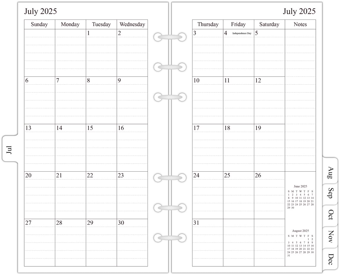 newestor2025-2026 Planner Refill, Monthly, 3-3/4" x 6-3/4", Sep 2025 to Dec 2026, Personal/Portable Size