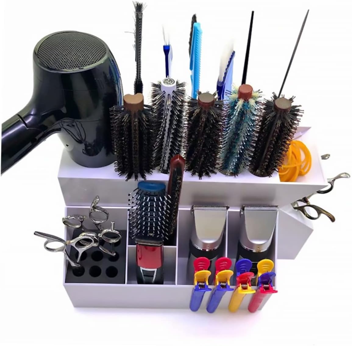 Hair Stylist Scissors Holder Organizer Anti-Slip Design Desktop Storage Tool for Salon Station Hair Dryer and Brush Holder for Professional Use