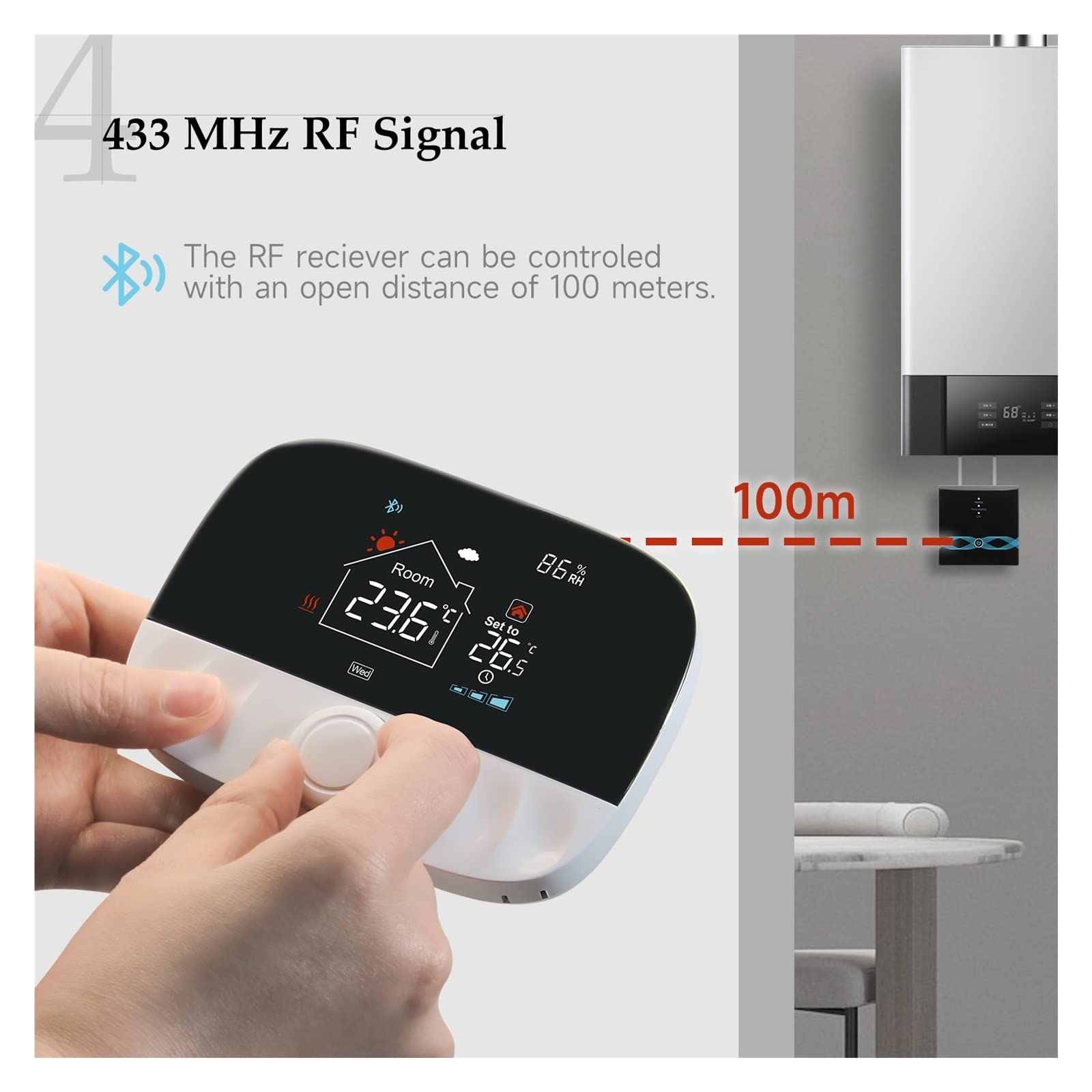 Termostato Inteligente, Termostato inalámbrico WiFi for Calentamiento de Caldera de Piso y Gas LCD Pantalla Controlador de Temperatura Ambiente Inteligente Inalámbrica