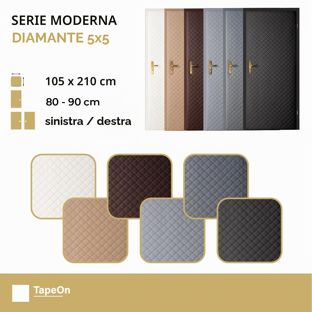 TapeOn - Imbottitura per porta fai da te - isolamento termico e acustico - Protezione dal freddo - Set premium 2 in 1 con accessori di montaggio - Nero - T3 KARO