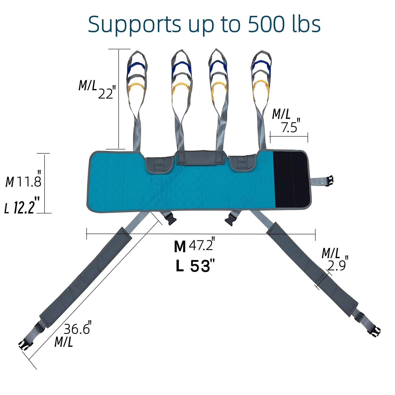 Arnés para traslados, Cinturón de Transferencia - Grúa de Paciente - Pie para Levantar el Cuerpo Completo Capacidad de Carga de 500 LB (Color : C, Size : M)