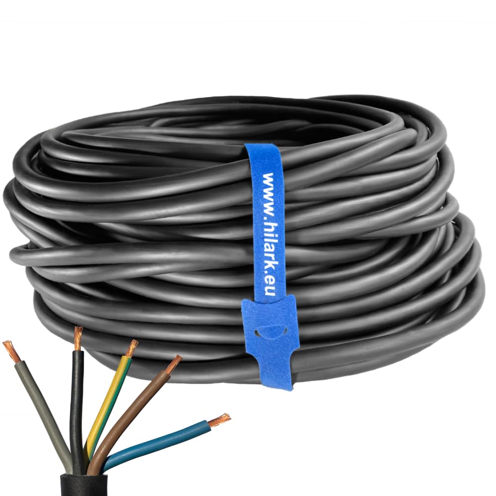 Hilark - Cavo 5 fili, 2,5 mm2 H07RN-F, 5 x 2,5 mm2 (5 g2,5 mm2) (85 m, nero)