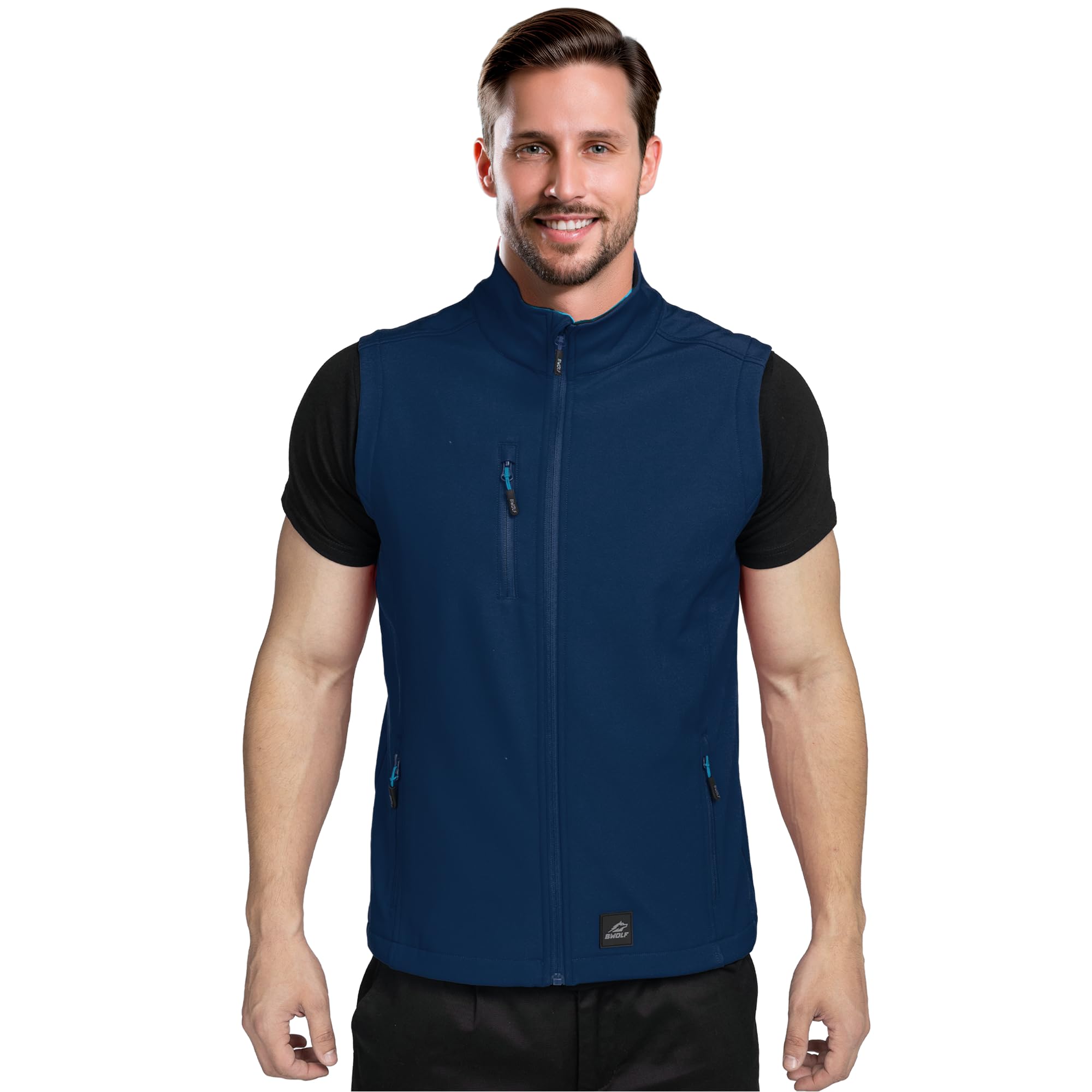 BWOLF Grin softshellvest voor heren, outdoor, softshellvesten voor heren, werkvest, softshell, gevoerd, blauw, 4XL