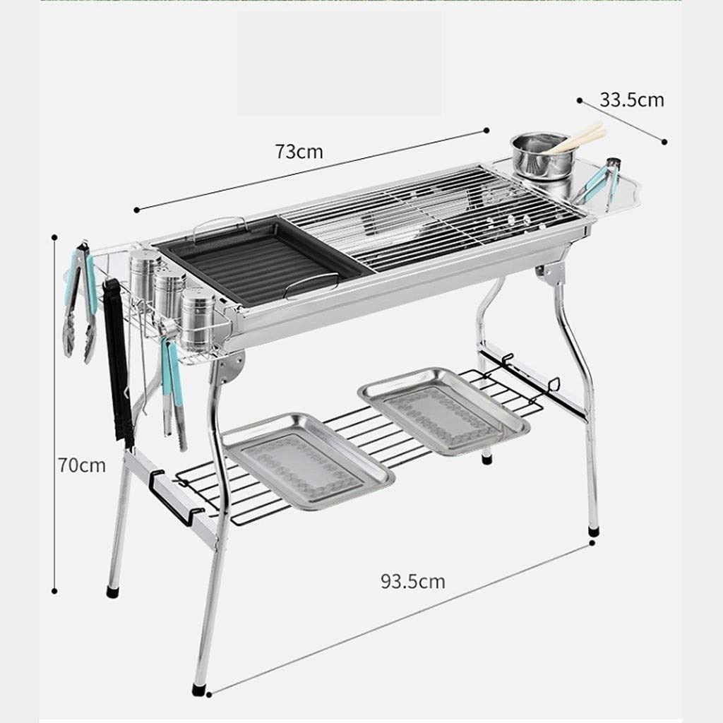Grill Domowa kuchnia Piknik Gruby grill węglowy ze stali nierdzewnej z półką piknikową,Grill ogrodowy