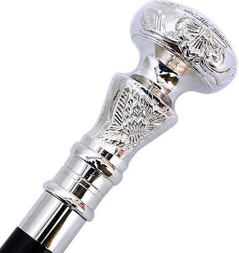 Bastón vintage – Bastón de madera con mango de latón plateado – Bastón victoriano de lujo para hombres y mujeres – Palo de madera de sombra oscura