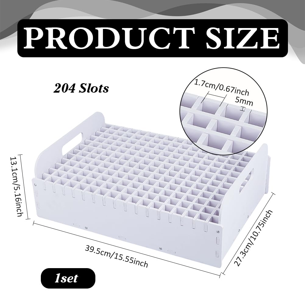 PH PandaHall Supporto organizer per pennarelli, 204 scomparti, in PVC bianco, per penne, matite, pennelli artistici, per casa, ufficio, studio, scrivania, uso artistico