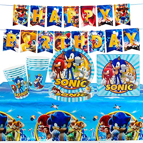 Gxhong Sonic Decoracion Fiesta cumpleaños Vajilla para Fiesta, Decoraciones Cumpleaños Juego de...